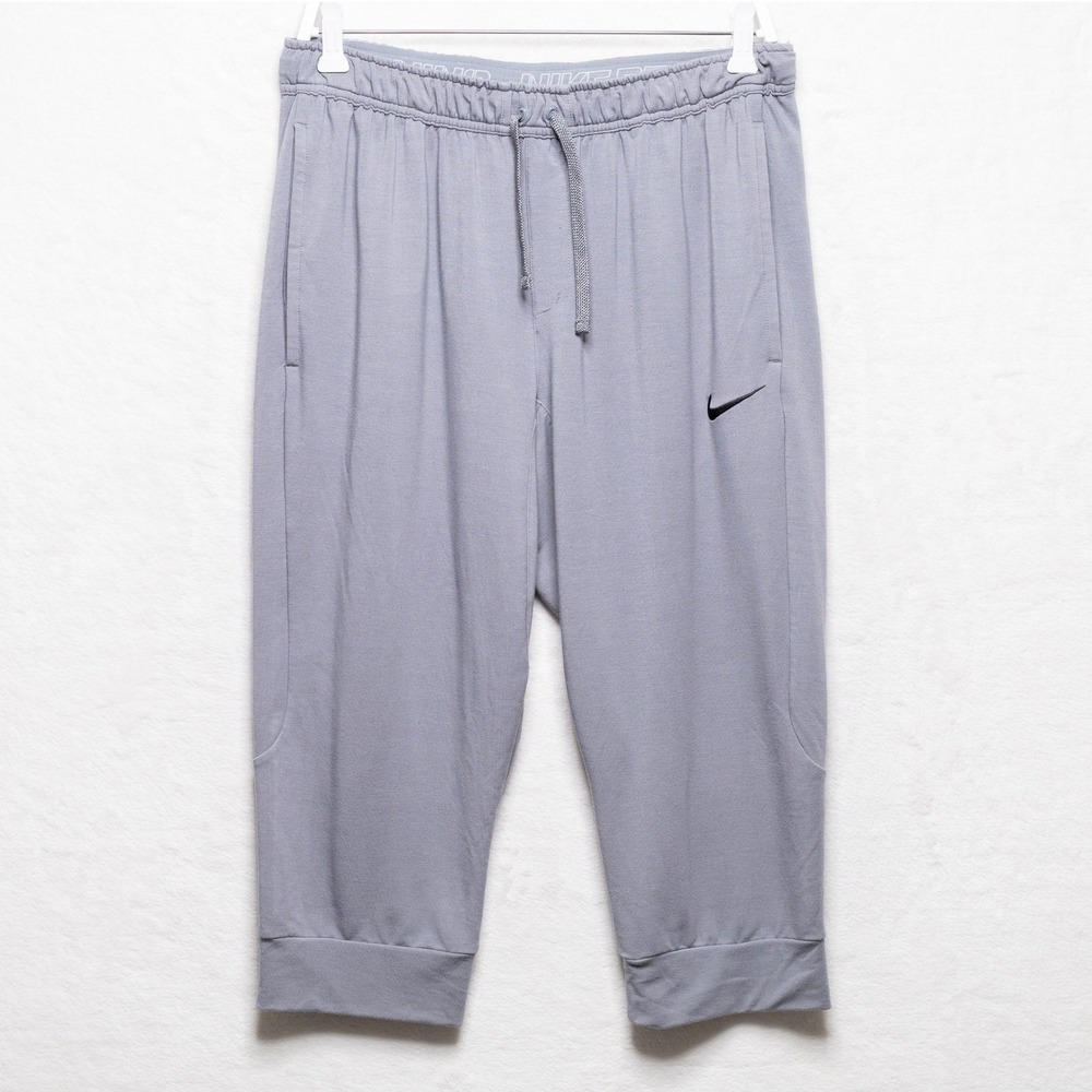 NIKE Dri-FIT Touch Fleece 3/4 Cropped Gym Workout Training Pants Grey Mens Sz L